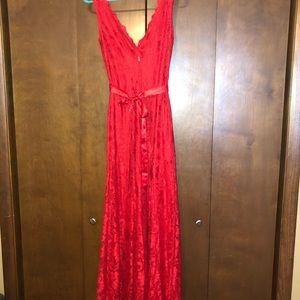 Full length red lace gown. Worn once.